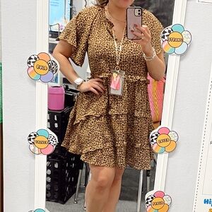 Leopard v-neck mini dress